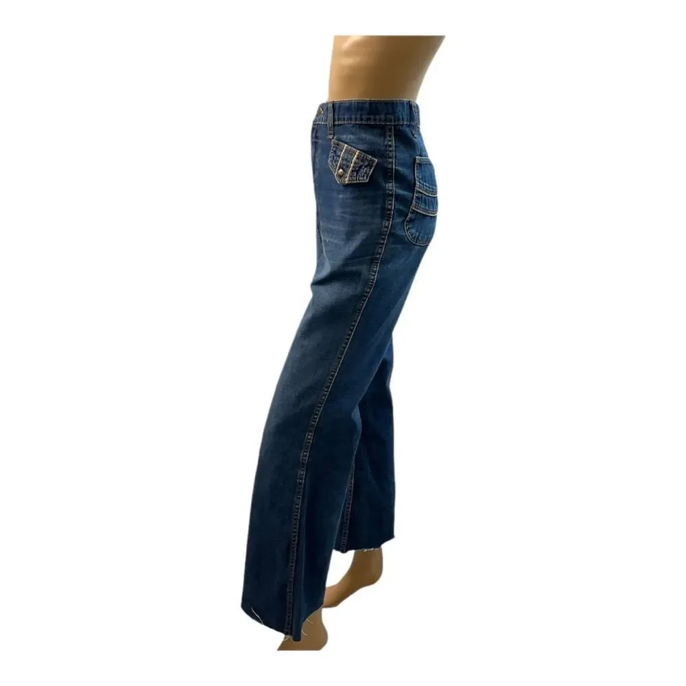 Oslo The Masterpiece Women’s Blue Vintage Denim Jeans Bootcamps Size 32. - Picture 3 of 12